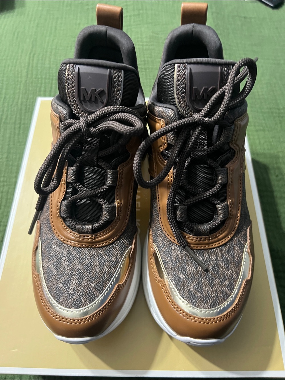 Michael Kors Kids Brown & Black MK Lace-Up Sneakers with Gold Accent